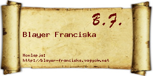 Blayer Franciska névjegykártya